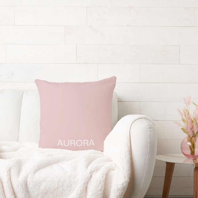 Coussin Élégant Dusty Blush Nom personnalisé - (Canapé)