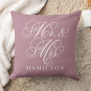Coussin Elegant Dusty Rose M. et Mme Script Monogram