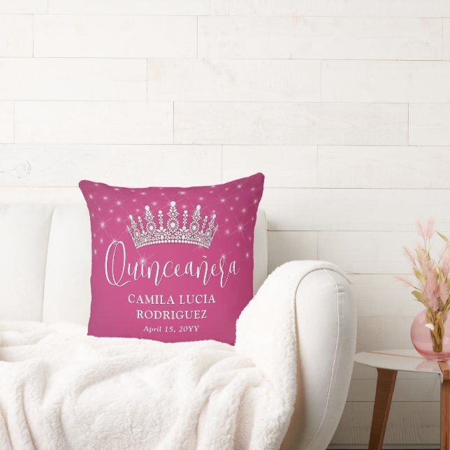 Coussin Élégant Éclairage Quinceañera Fuschia Keepsaké ros (Canapé)