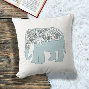 Coussin Élégant éléphant bleu Paisley