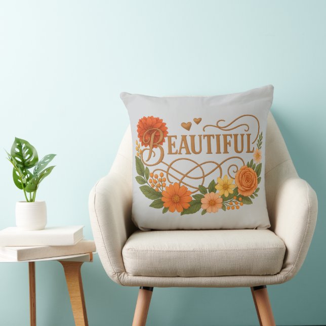 Coussin Elegant Embroidered Style Throw Pillow (Chaise)