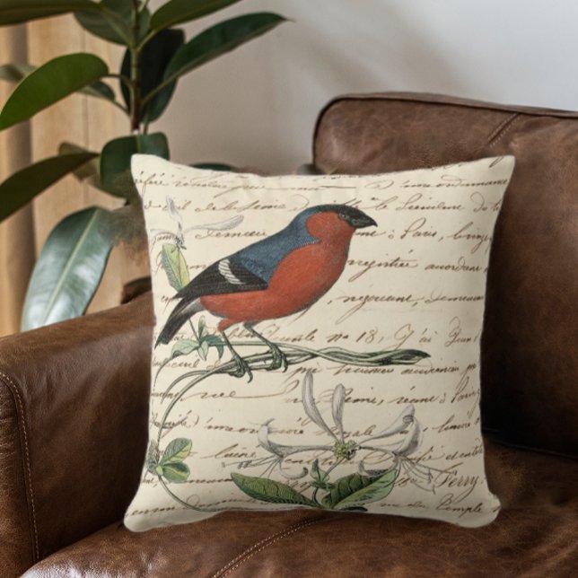 Coussin Élégant Ephémère des oiseaux (Elegant Ephemera Throw Pillow)