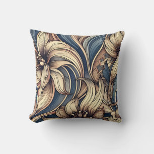 Coussin Élégant et élégant accent floral Art Nouveau doré