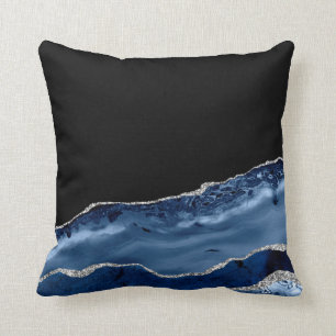 Coussin Elégant étalement bleu et argent de la marine