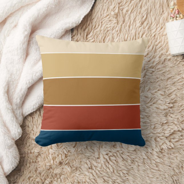Coussin Élégant Faon Terracotta Motif Rayé Automne (Couverture)