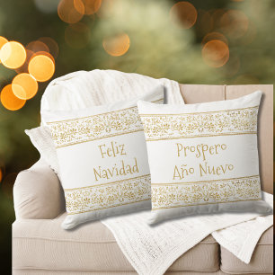 Coussin Elégant Feliz Navidad Prospero Año Nuevo Gold
