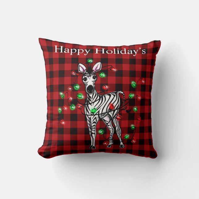 Coussin Elégant feu de scintillement festif de Noël Zebra (Recto)