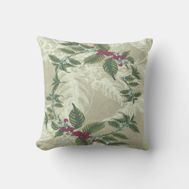 Coussin Élégant feuillage floral vert menthe (Recto)