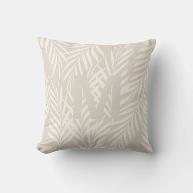Coussin Elégant Feuilles de Palm Beige Personnalisé (Recto)