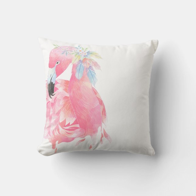Coussin Elégant Flamant rose rose Aquarelle Jeu d'oreiller (Recto)