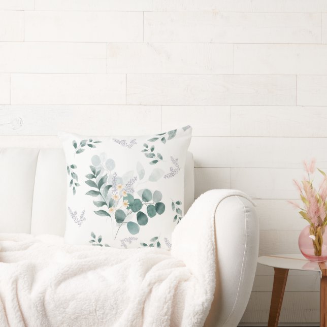 Coussin Elégant fleur sauvage d'aquarelle eucalyptus feuil (Canapé)