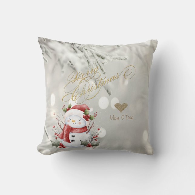 Coussin Élégant flocon de neige en forme de cœur pailleté  (Recto)