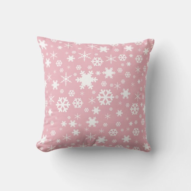 Coussin Élégant flocon de Noël motif rose pastel (Recto)