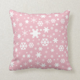 Coussin Élégant flocon de Noël motif rose pastel