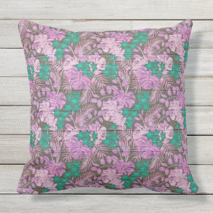 Coussin Élégant Floral 20"X20" Sur Bois Très Populaire