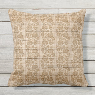 Coussin Élégant Floral 20"X20" Sur Bois Très Populaire