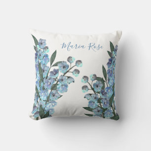 Coussin Elégant Floral Blue Aquarelle Jardin Delphinium