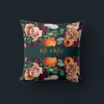 Coussin Élégant Floral Botanical Rustic M. & Mme Mariage<br><div class="desc">Superbe botanique fleurie profonde forêt vert rustique arrière - plan M. Et Mme mariage garde un coussin. Parfait pour une douche nuptiale ou un cadeau mariage.</div>
