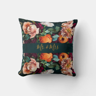 Coussin Élégant Floral Botanical Rustic M. & Mme Mariage