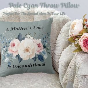 Coussin Élégant Floral Mère's Love Pale Cyan