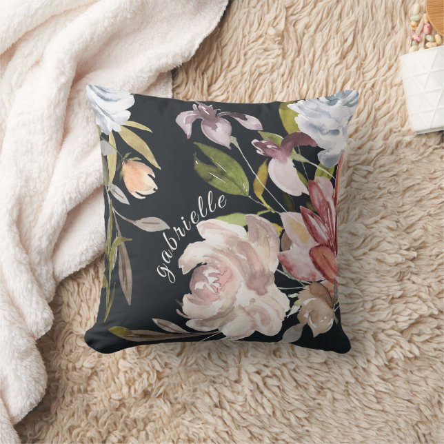 Coussin Élégant floral personnalisé (Couverture)