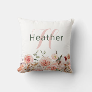 Coussin Élégant floral rose