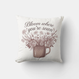Coussin Élégant floral rose