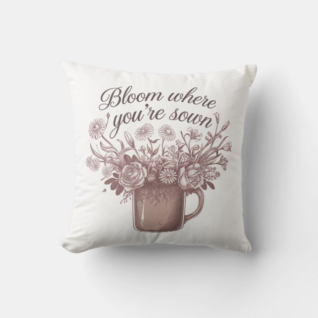 Coussin Élégant floral rose (Recto)