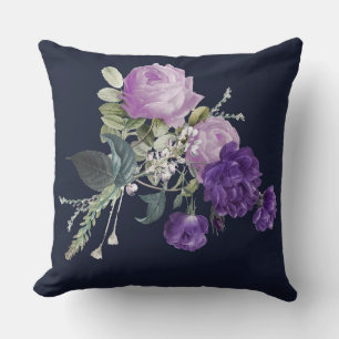 Coussin Élégant floral vintage pourpre