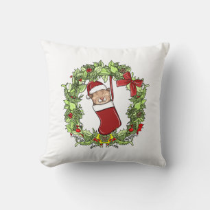 Coussin Élégant four moderne en couronne de Noël Kitten en