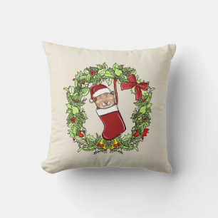 Coussin Élégant four moderne en couronne de Noël Kitten en