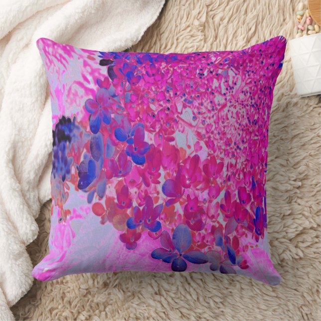 Coussin Elegant Fuchsia and Dark Blue Limelight Hydrangea (Couverture)