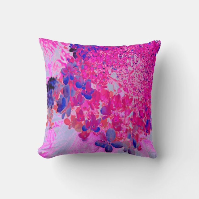 Coussin Elégant Fuchsia et bleu foncé Limelight Hydrangea (Recto)
