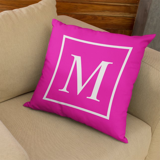 Coussin Élégant Fuchsia Personnaliser monogramme (Créateur téléchargé)