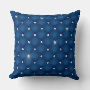 Coussin Élégant Glam brillant Tufted Diamond bleu foncé