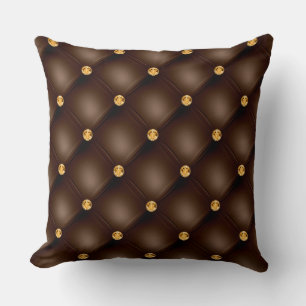 Coussin Élégant glam Tufted Gold Chocolat Diamond Brown