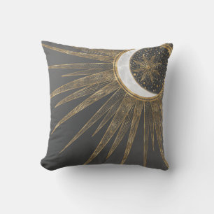 Coussin Elegant Gold Doodles Sun Moon Mandala Design