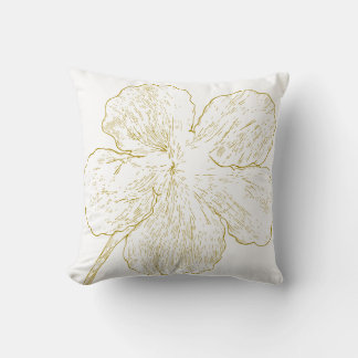 Coussin Elegant Gold Floral Line Art Minimalist