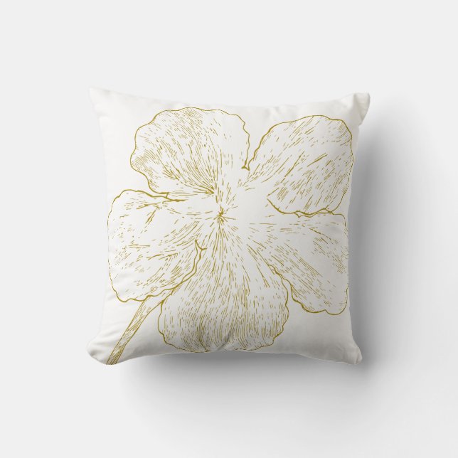 Coussin Elegant Gold Floral Line Art Minimalist (Recto)