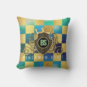 Coussin Elegant Gold Monogram Throw Pillow
