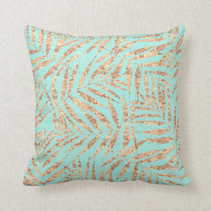 Coussin Elégant Gold Tropical Palm Feuille Mint Design