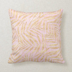 Coussin Elégant Gold Tropical Palm Feuille Rose Design
