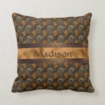 Elegant Gold Turquoise Peacock Nom personnalisé