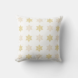 Coussin Élégant Golden Snowflakes sur blanc