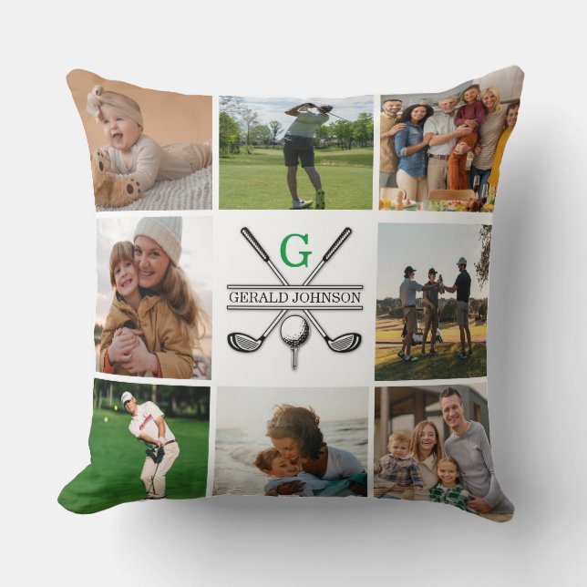 Coussin Elégant Golf Monogramme Conception de collage (Recto)