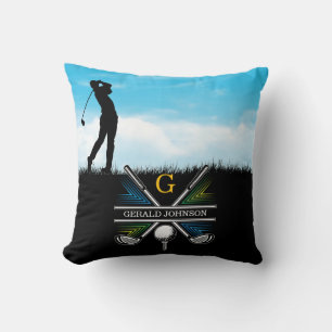 Coussin Elégant Golfer Personnalisé Conception Monogramme