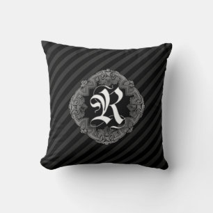 Coussin Élégant Goth Initial R Jeu d'oreiller