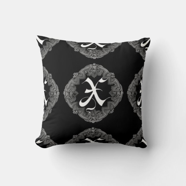 Coussin Élégant Goth Initial X (Recto)