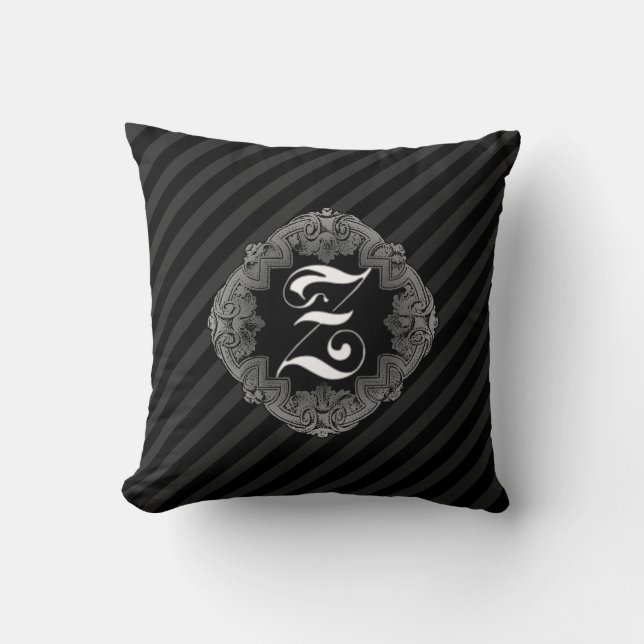 Coussin Élégant Goth Initial Z Jeu d'oreiller (Recto)