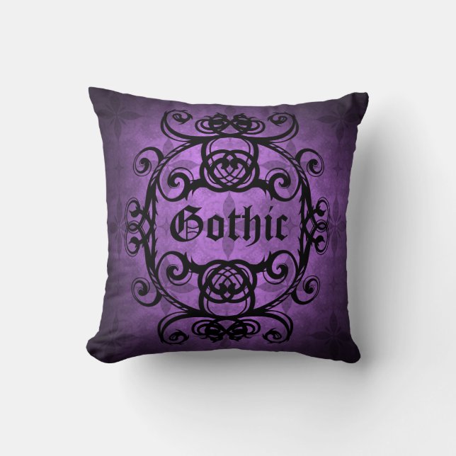 Coussin Élégant gothique victorien violet et noir joli (Recto)